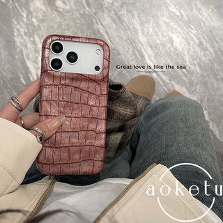 Ốp Điện Thoại Da Cá Sấu Kim Loại Retro Thích Hợp Cho iPhone 13 14 15 16 17 Pro Max Da Sang Trọng Bao Gồm Tất Cả Chống Rơi Bìa Cứng