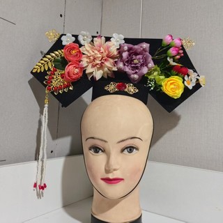 Cổ Hanfu Nhà Thanh Phim Truyền Hình Truyền Hình Nữ Hoàng Gege Lớn Kéo Cánh Cờ Đầu Phong Cách Cổ Tích Phù Hợp Với Cờ Fujin Phụ Kiện Tóc 1.1 IOPC