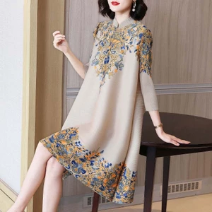 Đầm sườn xám retro hoa dành cho phụ nữ trung niên