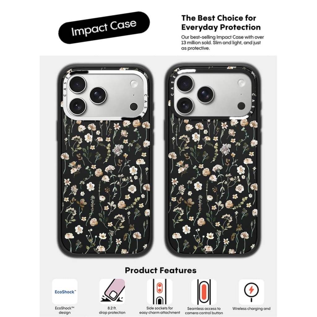 CASECASE X Hoa Mẫu Ốp Lưng Máy Ảnh Trắng Vòng Phiên Bản Mờ Đen Cứng Hút Từ Tính Tác Động Dành Cho Apple IPhone 13 14 15 16 17 Pro Max Air Plus Có Hộp