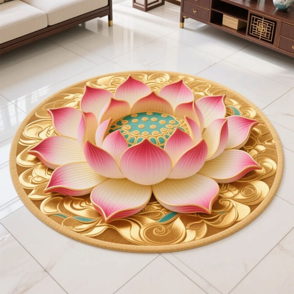Tròn Ba Chiều Sen Quỳ Gối Thảm Pha Lê Trung Quốc Sen Sàn Phòng Ngủ Thảm Cổ Điển Phòng Khách Hộ Gia Đình Thảm RLVM