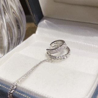 Bông tai kẹp tai hai lớp zircon thời trang, đơn giản, thanh lịch với chốt tai tích hợp