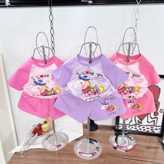 Quần áo mùa hè bé gái chất cotton. Bộ cộc tay bé gái 18-45kg, Quần áo hè bé gái mẫu LOVE YOU. NL23