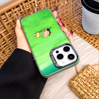Ốp Lưng Iphone Phim hoạt hình thời trang Cho Iphone 7 xs xr 11 12 13 14 15 16 Pro Max Plus Crayon Shin-chan relax grass