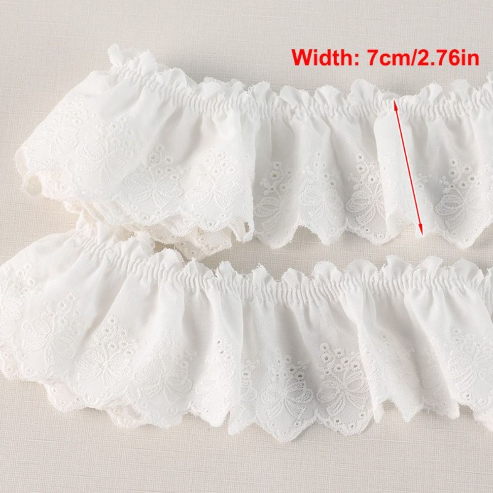 ODAKA Ruffle Ren Viền, Vải Ren 7cm Chiều Rộng Trắng, DIY Craft Ribbon Cotton Ruffle Thiết Kế Vải Viền