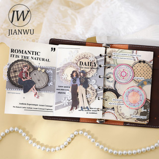 JIANWU Gentle Monologue Series Vintage Ren Hoa Tròn Phong Cảnh Chất Liệu Cắt Dán Memo Pad Sáng Tạo Rác Tạp Chí Văn Phòng Phẩm