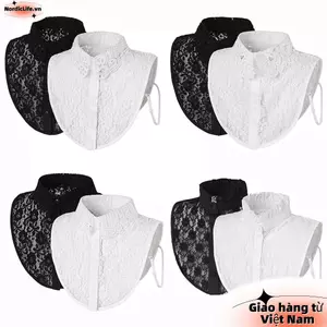 Cổ áo giả ren tháo rời đường viền cổ trắng đen dành cho nữ