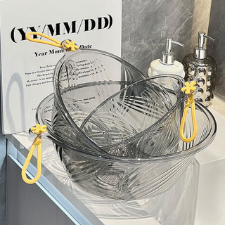 Chậu Rửa Mặt Trong Suốt Cao Cấp Có Quai Xách, Thau Nhựa Đa Năng Đựng Nước, Rửa Rau Củ, Tiện Lợi