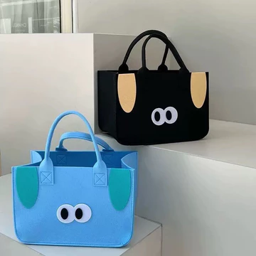 Mới ins Hoạt Hình Túi Tote Nỉ Túi Tote Dễ Thương Túi Nỉ Túi Tote Nhân Viên Văn Phòng Túi Tote Hộp Cơm Trưa