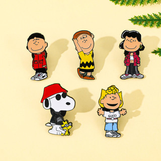 5 Cái / bộ Phim Hoạt Hình Snoopy Hoạt Hình / Tivi Chó Hợp Kim Thổ Cẩm Phụ Kiện Huy Hiệu Kim Loại Trang Trí Pin