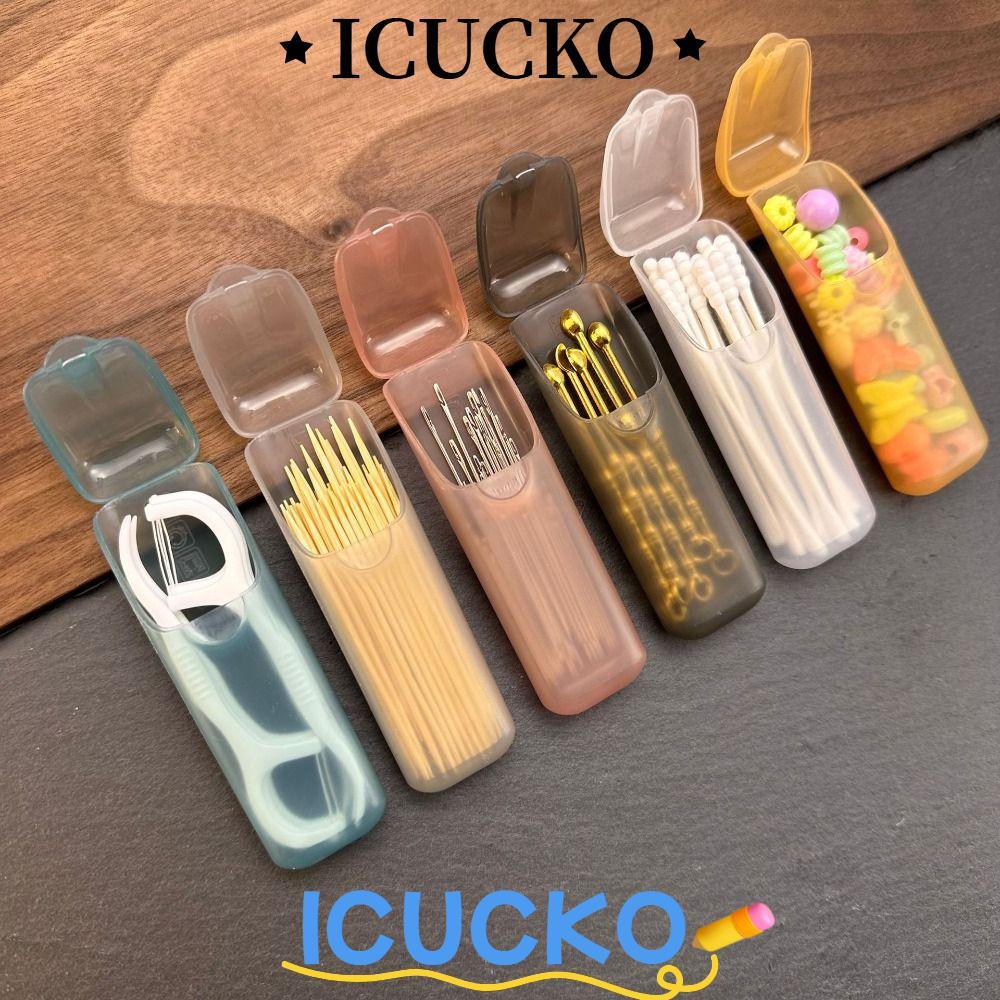 Hộp lưu trữ Mini ICUCKO, Hộp tăm trong suốt phân loại, Bộ phận nhỏ di động đa chức năng Hộ gia đình