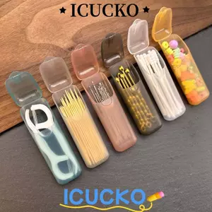 Hộp lưu trữ Mini ICUCKO, Hộp tăm trong suốt phân loại, Bộ phận nhỏ di động đa chức năng Hộ gia đình