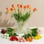 SHUPUN 5 Cái / 1 Hoa Tulip Nhân Tạo, Bó Hoa Tay Cao Su 41CM, Bó Hoa Mô Phỏng Cảm Ứng Thực Tế Cao Cấp Cho Đám Cưới Trang Trí Nhà
