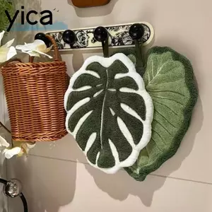 Khăn tay nhà bếp YICA, Khăn tay lá hoạt hình nhung san hô, thấm nước dày treo phòng tắm Khăn lau nhà bếp