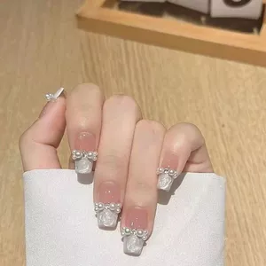 Nguyên Chất Handmade Đeo Móng Tay Ngọc Trai Pháp Mây Biển Fritillary Ren Làm Móng Tay Đeo Dán Móng Tay Phù Hợp Với Người Nổi Tiếng Làm Trắng Da