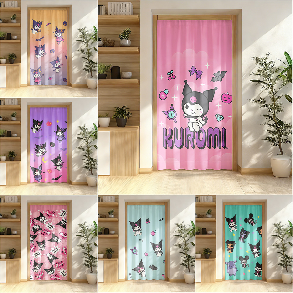 Rèm cửa họa tiết Kuromi dễ thương Rèm cửa vải Polyester có thể giặt được Rèm riêng tư để trang trí phòng tại nhà 1 mảnh