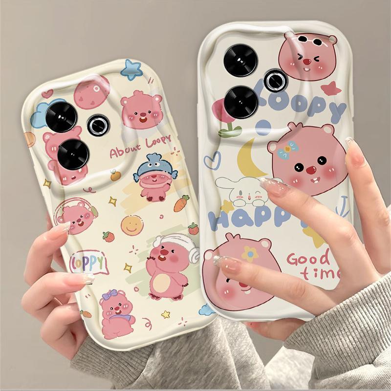Thích Hợp Cho Redmi 13 12 POCO M6 4G 3D Wave TPU Mềm Hoạt Hình Dễ Thương Loopy Vỏ Điện Thoại Chống Sốc