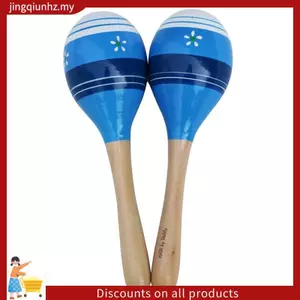 Lục lạc gõ tay Maracas, Nhạc cụ lắc Rumba bằng gỗ dành cho trẻ em Người lớn, Bộ 2, Xanh lam Dễ dàng cài đặt Dễ dàng sử dụng