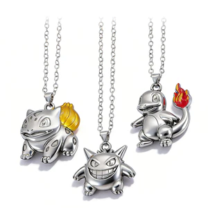Pokemon Gengar Vòng Cổ Hợp Thời Trang Nam Nữ Hip Hop Hoạt Hình Pokémon Ếch Hạt Nhỏ Lửa Rồng Mặt Dây Chuyền