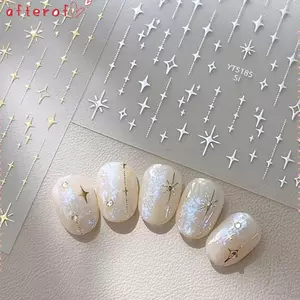 Nhãn dán nghệ thuật làm móng tay SAUOF, Vàng bạc đóng dấu Starlight Laser Long lanh Trang trí móng tay nghệ thuật, Kim cương giả Giảm bớt nghệ thuật làm móng tự dính