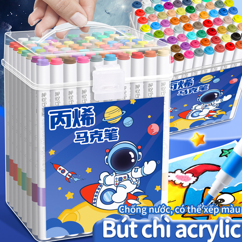 Bộ vẽ tranh bút acrylic marker cao cấp 12/24/48 màu – Dành tặng trẻ khám phá nghệ thuật mỗi ngày.