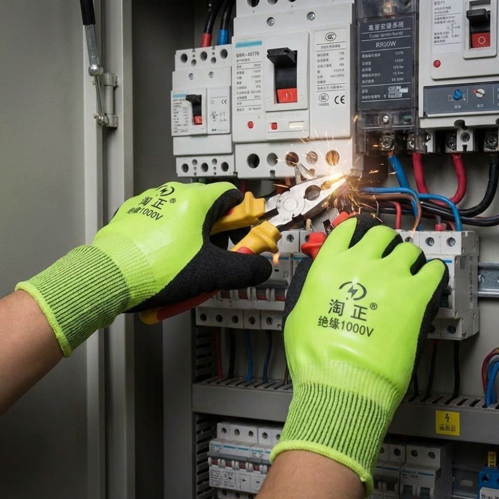 Găng tay cách nhiệt thợ điện DONOVANQQ, Găng tay chống sốc điện áp chịu được độ đàn hồi cao 1000 V, Găng tay bảo vệ an toàn chống sốc bằng cao su chống mài mòn