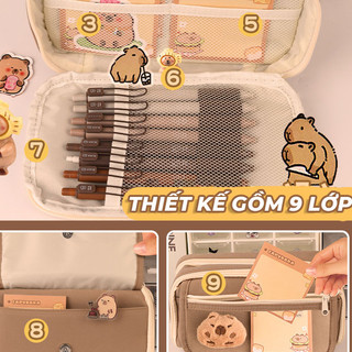 Túi Bút Học Sinh Dễ Thương – Hộp Bút Nhiều Ngăn, Sức Chứa Lớn, Đựng Bút Thước Gọn Gàng, Văn Phòng Phẩm