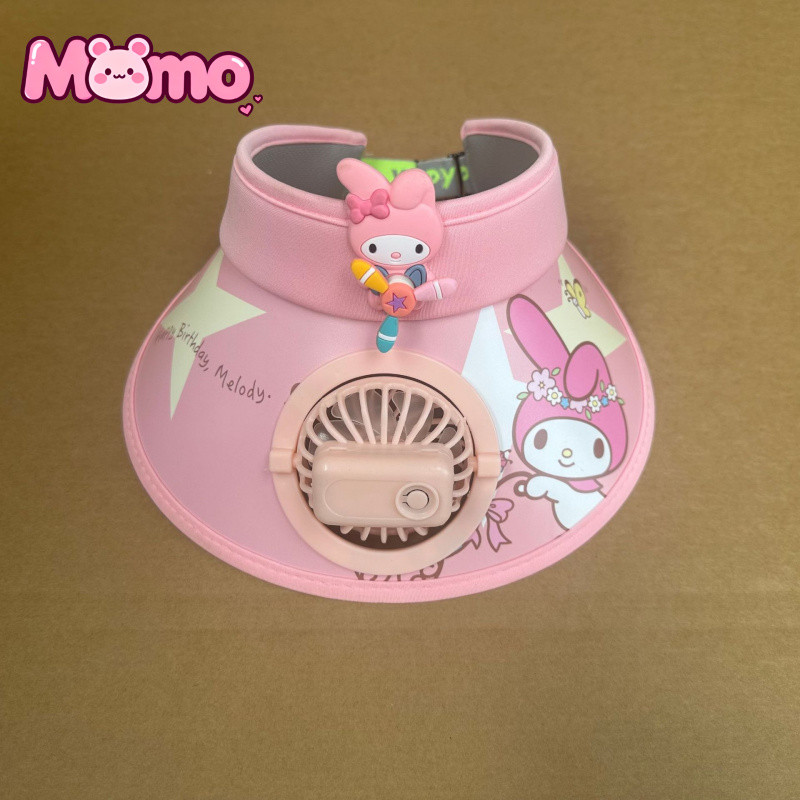 Mũ chống nắng mùa hè cho trẻ em Sanrio dành cho bé trai và bé gái, có quạt và thiết kế nắp mở