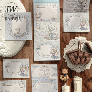 JIANWU Trà Đảng Series Vintage Cổ Tích Truyện Hoa Biên Giới Phong Cảnh Chất Liệu Cắt Dán Memo Pad Sáng Tạo Rác Tạp Chí Văn Phòng Phẩm