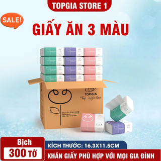 Giấy ăn đa năng Top Gia Thùng 30 gói rút 3 màu Top Gia cao cấp, mềm mịn, an toàn