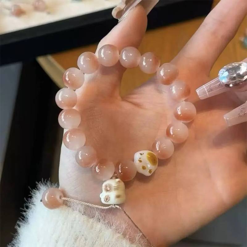 [T & O-t] Vòng tay mèo bằng nhựa hoạt hình Luy Cat dành cho nữ Phong cách Trung Quốc Nhỏ dễ thương Trang sức dân tộc Cặp đôi Quà tặng sinh nhật học sinh [mới]