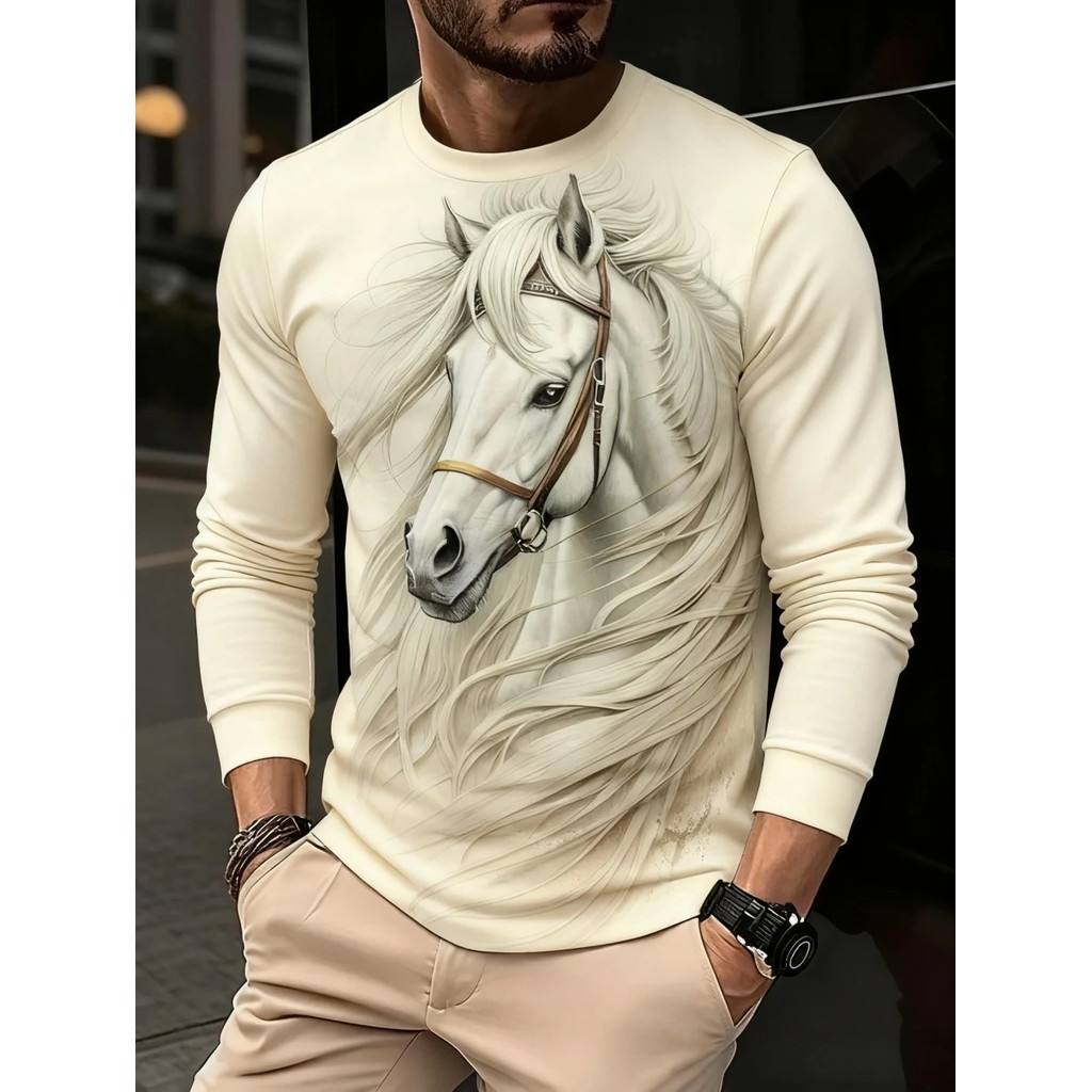 Áo Thun Unisex Họa Tiết Ngựa 3D, Phong Cách Cá Tính, Phù Hợp Mùa Hè