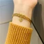 Vòng tay hợp kim mỏng hình Fu màu vàng, thiết kế đơn giản - Quà tặng trang sức may mắn