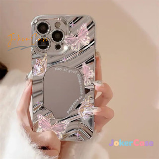 Vỏ Cho IPhone 17 12 16 15 13 11 14 Pro Max X XS Max XR 14 16 15 7 8 Plus Air ốp điện thoại hình bướm hồng có gương