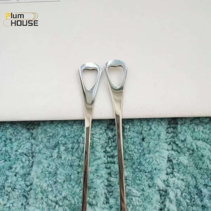PlumHOUSE 2 Chiếc Thìa Cà Phê Bằng Thép Không Gỉ Tay Cầm Dài Kem Món Tráng Miệng Thìa Trà Cho Dã Ngoại Drinkware Bộ Đồ Ăn Nhà Bếp Cung Cấp VN