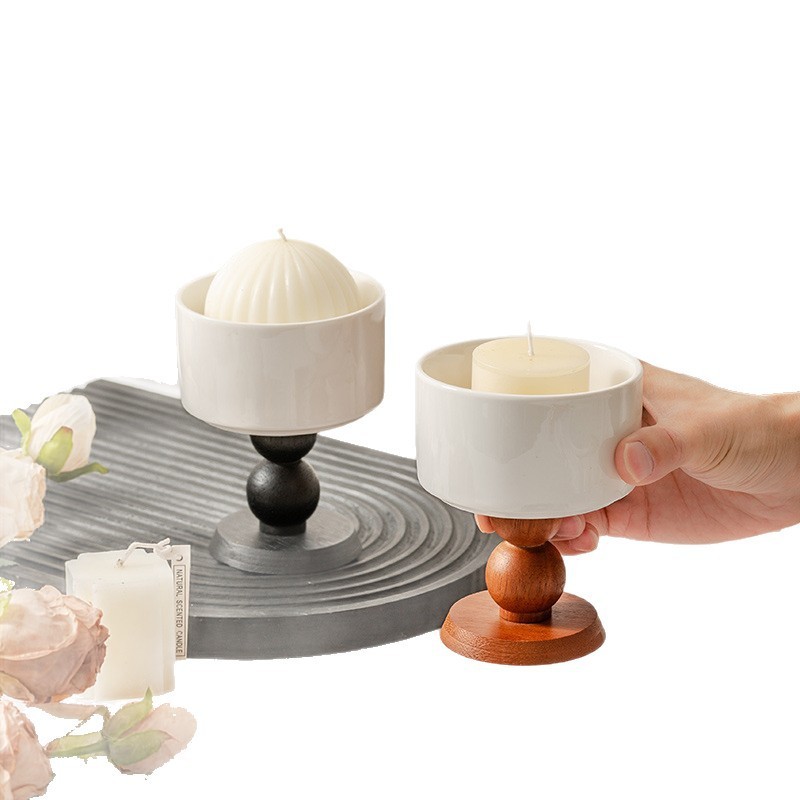 Retro Gốm Cốc Đựng Nến Thơm Bàn Món Tráng Miệng Bát Gỗ Hộ Gia Đình Đèn Nến Ăn Tối Nến Cốc Shop 12.19 OIHW