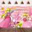 YB2 Mario Princess Peach màu hồng chủ đề phông nền biểu ngữ trang trí tiệc ảnh chụp nền vải