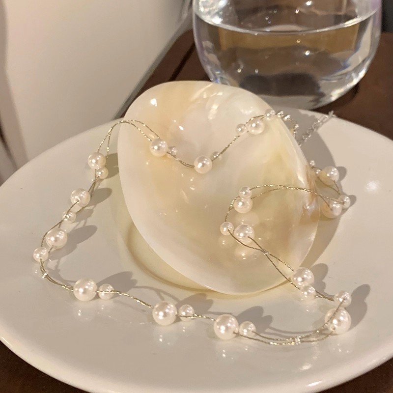 Vòng cổ nữ choker phong cách Hàn Quốc với ngọc trai và gypsophila