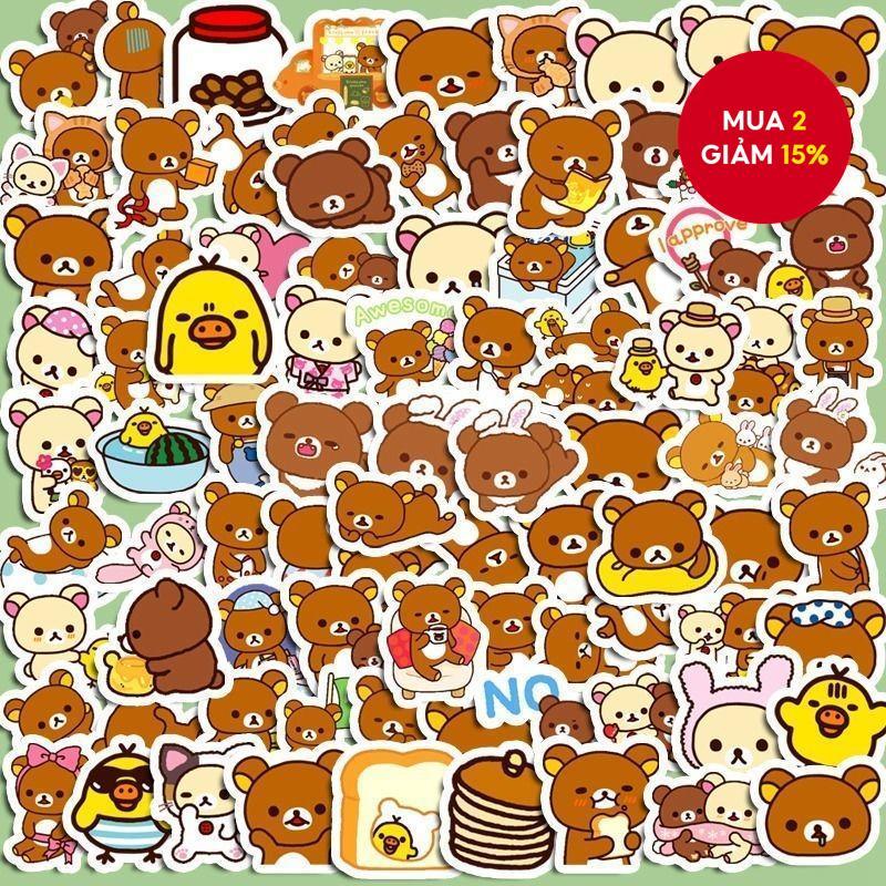 Set 100 Sticker Rilakkuma Dễ Thương Dán Trang Trí Sổ Tay Diy | Shopee ...