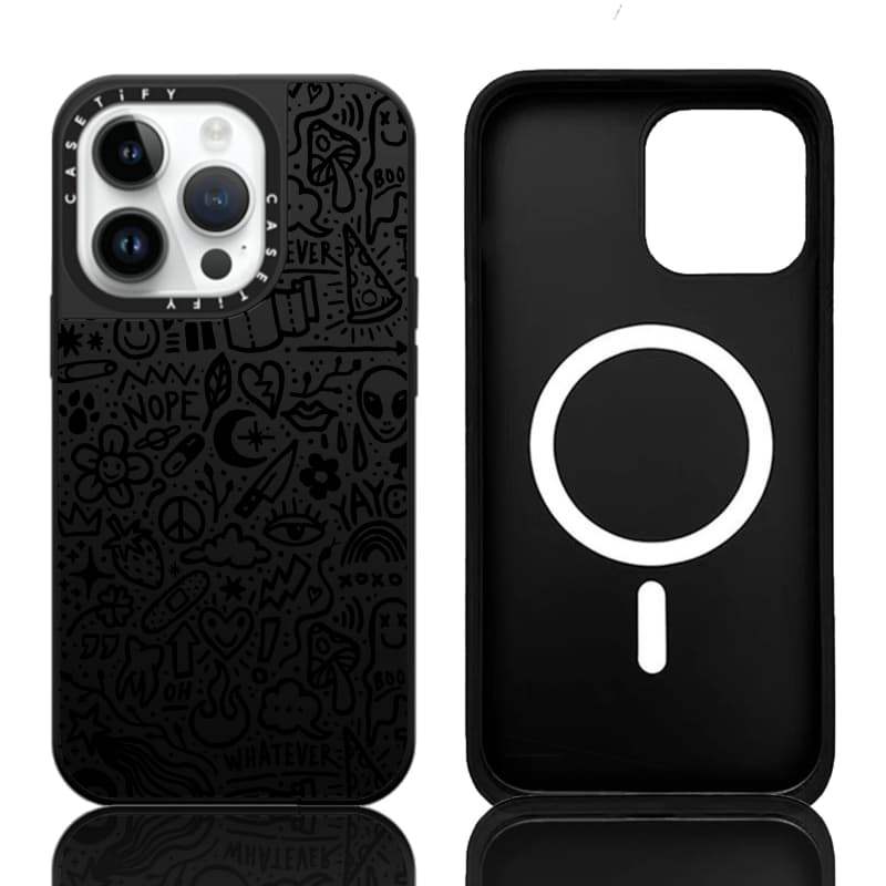 CASECASE X Dù Ốp Lưng Đen & Bạc Gương Hút Từ Tính IPhone Dành Cho IPhone 17 Air 16 15 14 13 12 Pro Max Plus Ốp Lưng Cứng Có Hộp Khắc Logo
