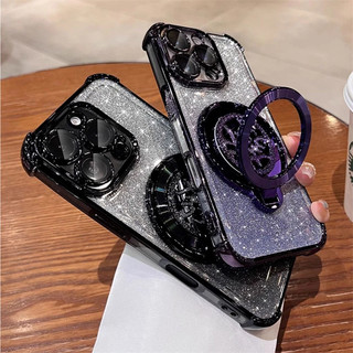2026 Năm Mới Xoay FA Giá Đỡ Vỏ Điện Thoại Cho Samsung Galaxy S26 S25 Ultra Edge S24 S23 FE S22 Plus Mạ Điện Bling Long Lanh Nóng Thời Trang Thiết Kế Mới Vỏ Chống Sốc