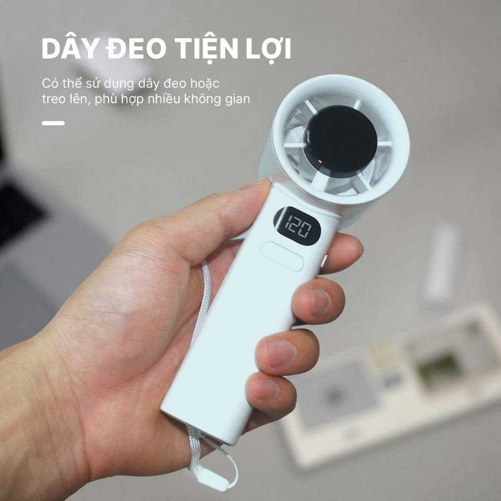 Quạt cầm tay mini M11 siêu mát, quạt tích điện tiện lợi, màn hình LED 120 cấp độ gió, pin 1800mAh