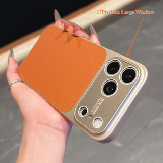 Ốp lưng doanh nhân da sang trọng 17 Pro Max Vỏ điện thoại cửa sổ lớn Thích hợp cho iPhone 17 11 12 13 14 15 16 Pro Max Vỏ chống sốc
