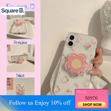 ốp iphone ốp lưng iphone Ốp Điện Thoại Trong Suốt Họa Tiết Trái Đào Xinh Xắn Kèm Giá Đỡ Cho iphone12 11 15pro 8 / x 13 14cao bao su ốp iphone 11 pro max ốp iphone 14 pro max