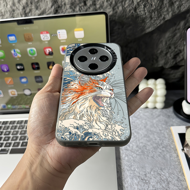 Ốp điện thoại cứng mờ hình chú mèo may mắn của Kanagawa cho Oppo Find X9 Pro X8 Ultra X8 Pro X8S + X7 Vỏ Oppo siêu chống sốc