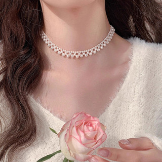 Vòng cổ thép không gỉ nhiều lớp ngọc trai, thiết kế vintage thanh lịch, phù hợp hàng ngày