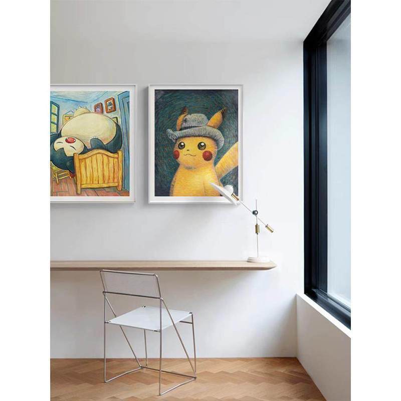 Bảo tàng Pokemon Pikachu Van Gogh Phim hoạt hình Trang trí Poster Quà tặng, Thích hợp để trang trí trong phòng ngủ, phòng khách, phòng ăn, phòng trẻ em và cảnh sinh nhật