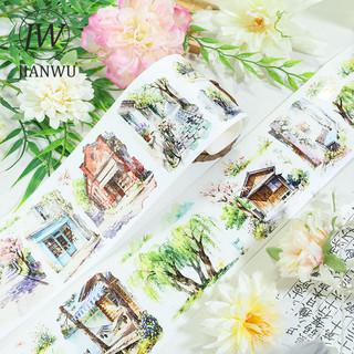 JIANWU 80mm * 200cm Vintage Mùa Xuân Vật Liệu Phong Cảnh Hoa Cắt Kéo Thêu Sò Băng Washi Sáng Tạo DIY Tạp Chí Văn Phòng Phẩm