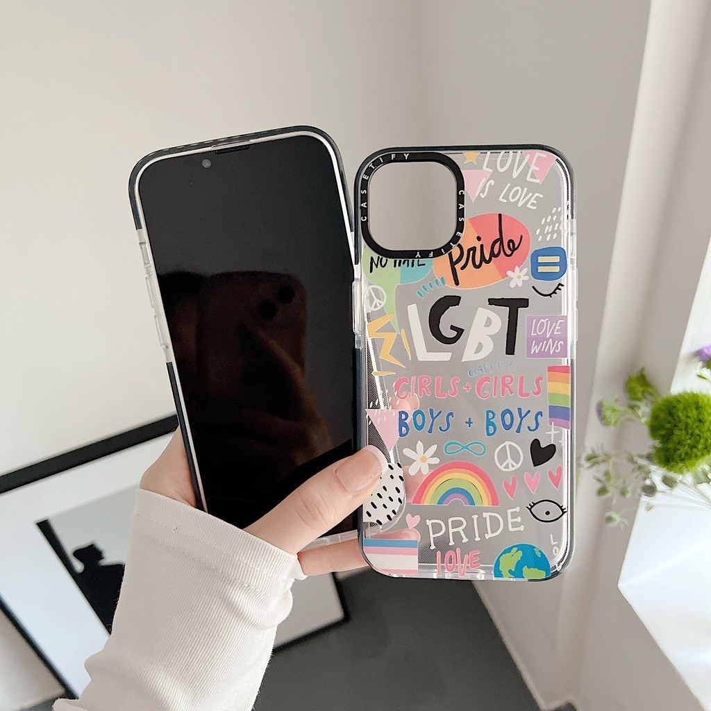 CASET Cờ cầu vồng LGBT Pride Peace Love Wins Bảng chữ cái Vỏ mềm đầy màu sắc Tương thích cho IPhone 17 Pro Max Air Plus 16 / 15 / 14 / 13 / 12 / 11 / XR / X / XS / SE / 8 / 7 / 6