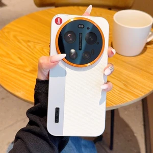 Dành cho Xiaomi 17 Ultra (Phiên bản Leica) Ốp lưng ELVEV Da PU sang trọng nối màu Vỏ siêu mỏng có ống kính kim loại